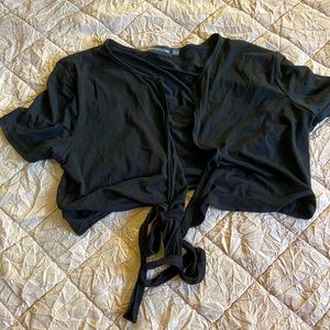 Pretty little thing size L crop front tie shirt.
